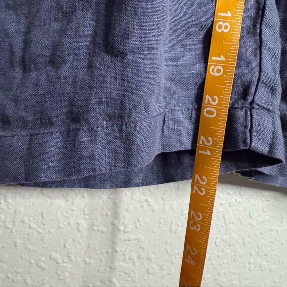 Pure J Jill Linen Cropped Pant Elastic Waist Size XL Petite Pockets Blue Relaxed - Picture 5 of 8